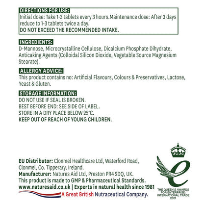Natures Aid D-Mannose 1000mg 60 Tablets