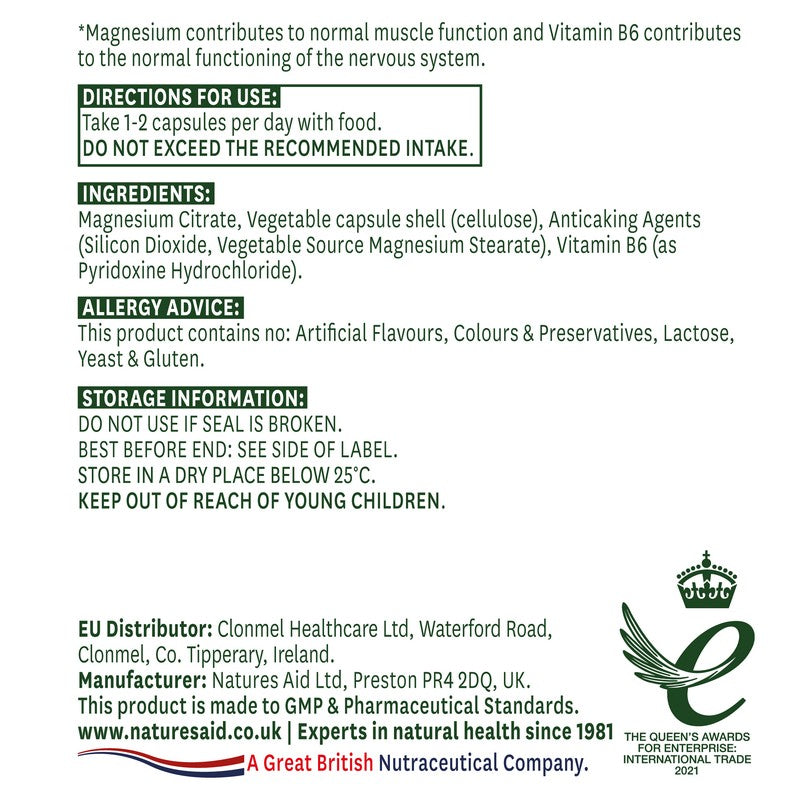 Natures Aid Magnesium Citrate Capsules 60 Capsules
