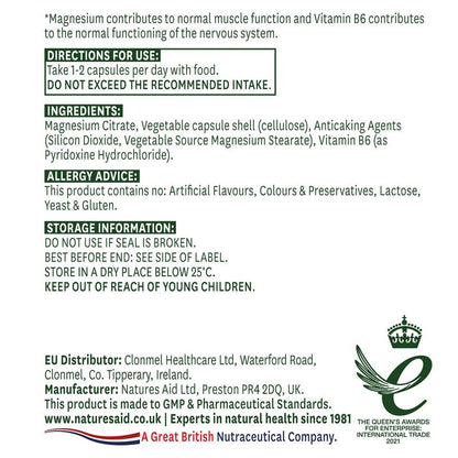 Natures Aid Magnesium Citrate Capsules 60 Capsules