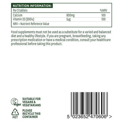 Natures Aid Calcium (Chewable) 400mg (with Vitamin D3) 60 Tablets