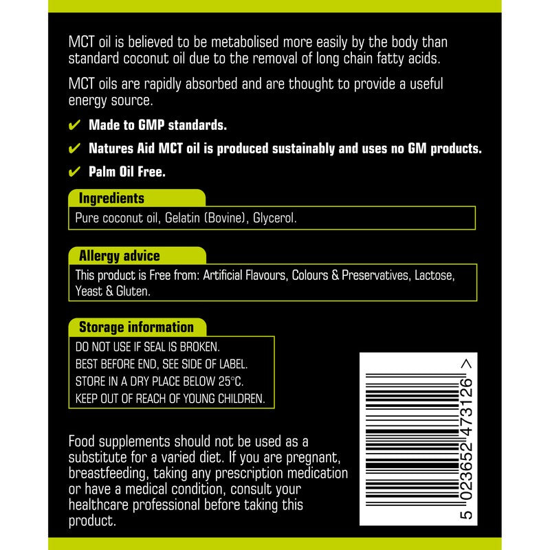 Natures Aid MCT Oil Capsules 120 Softgels