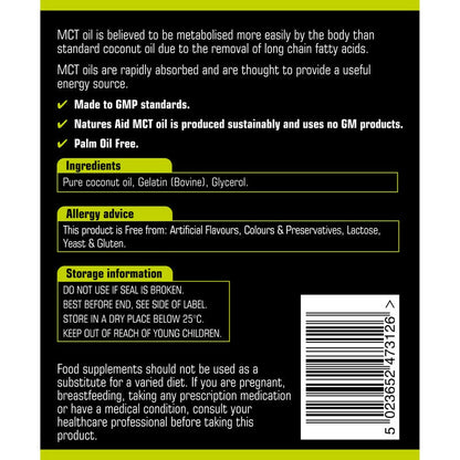 Natures Aid MCT Oil Capsules 120 Softgels