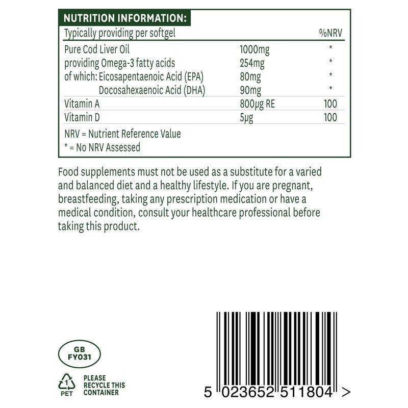 Natures Aid Cod Liver Oil (High Strength) 1000mg