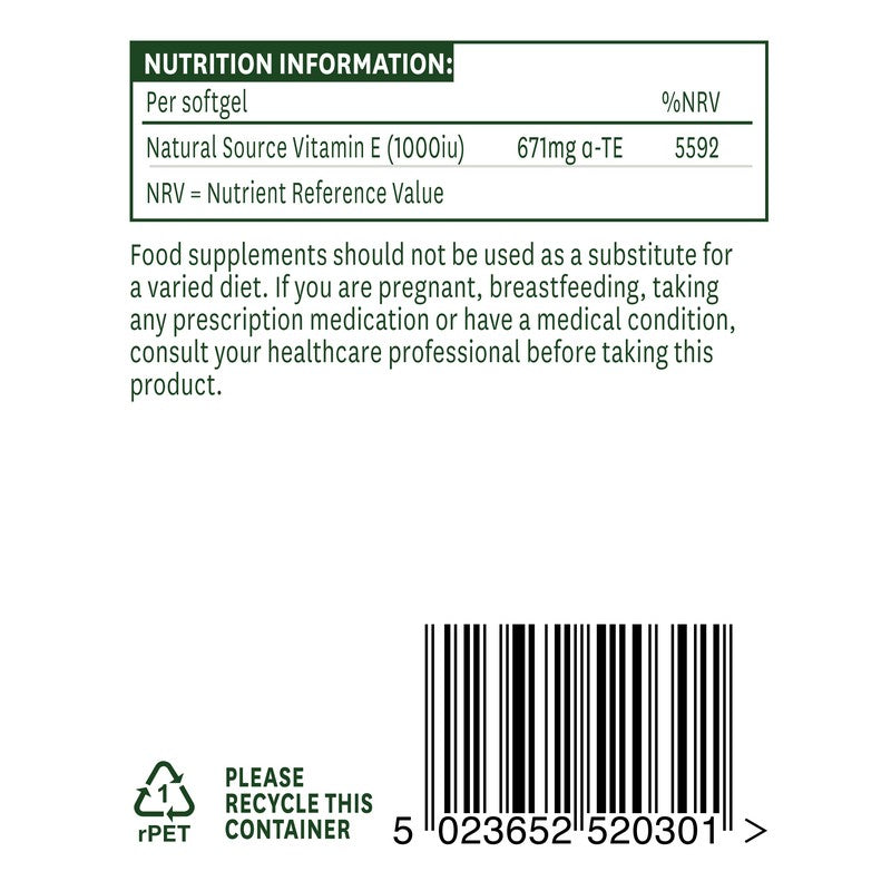 Natures Aid Vitamin E 1000iu Natural Form 30 Softgels