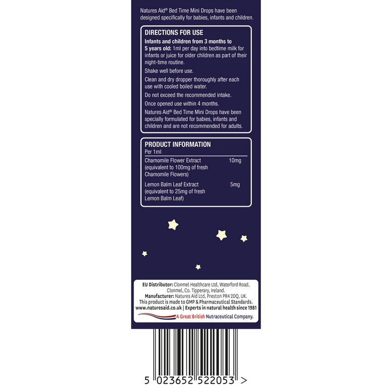 Natures Aid Mini Drops Bed Time (Chamomile & Lemon Balm) 50ml