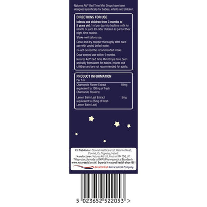 Natures Aid Mini Drops Bed Time (Chamomile & Lemon Balm) 50ml