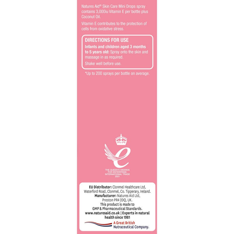 Natures Aid Mini Drops Skin Care (Vitamin E Oil) Spray 30ml