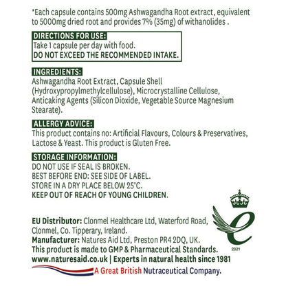 Natures Aid Ashwagandha 5000mg 30 Capsules
