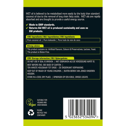 Natures Aid Pure MCT Oil Liquid 15 x 15ml Sachets