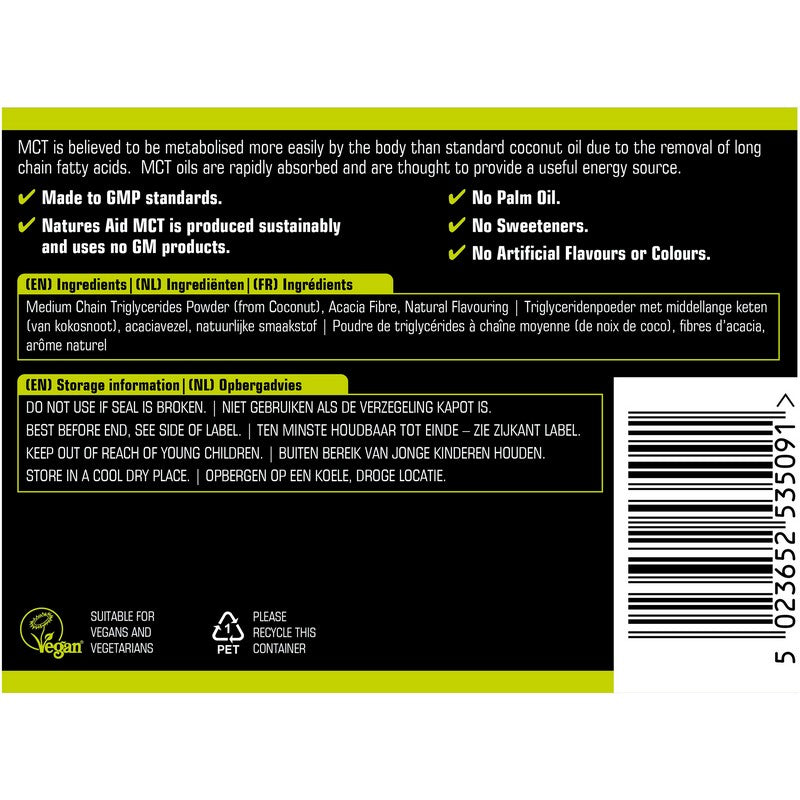 Natures Aid Pure 100% MCT Oil Creamer 225ml