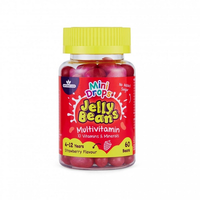 Natures Aid Mini Drops Jelly Beans Multivitamin (Strawberry Flavour) 60 Jelly Beans