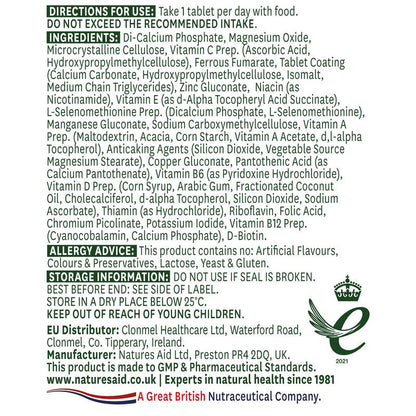 Natures Aid Complete Multi-Vitamins & Minerals (Suitable for Vegetarians & Vegans) 90 Tablets