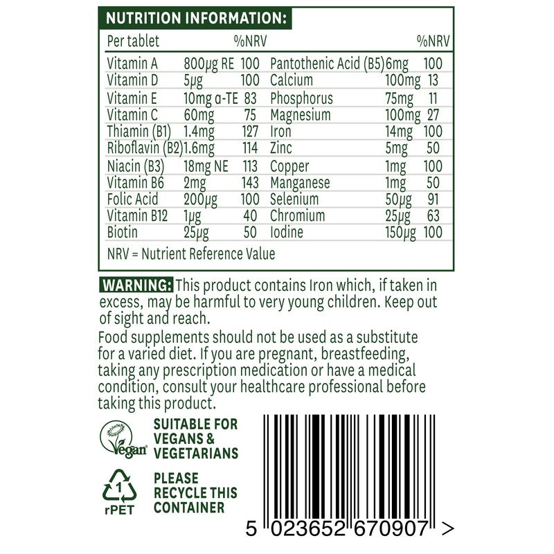 Natures Aid Complete Multi-Vitamins & Minerals (Suitable for Vegetarians & Vegans) 90 Tablets