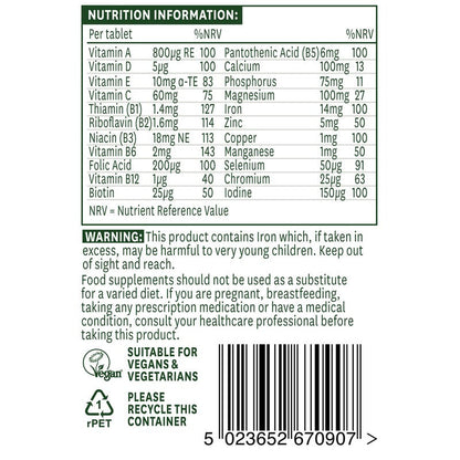 Natures Aid Complete Multi-Vitamins & Minerals (Suitable for Vegetarians & Vegans) 90 Tablets