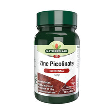 Natures Aid Zinc Picolinate 15mg elemental Zinc (as picolinate) 15mg 30 Tablets