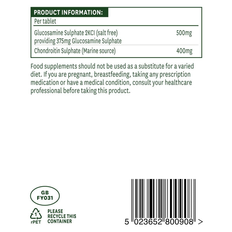 Natures Aid Glucosamine Sulphate 500mg & Chondroitin 400mg 90 Tablets