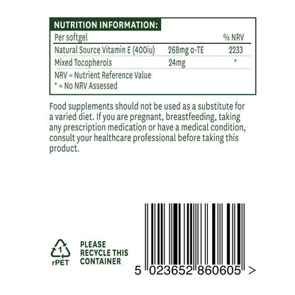 Natures Aid Vitamin E 400iu Natural Form 60 Softgels