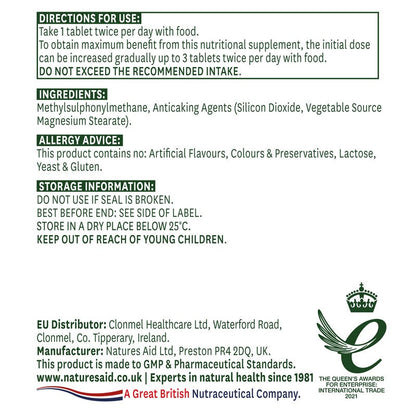 Natures Aid MSM 1000mg 90 Tablets