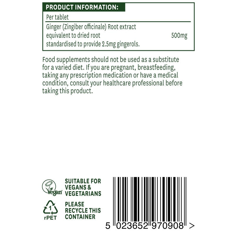 Natures Aid Ginger Root 500mg 90 Tablets