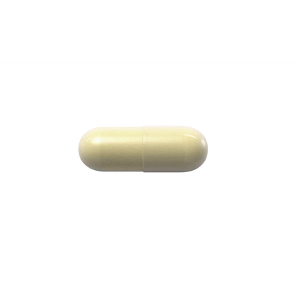 A single pale yellowish-green capsule pill centered on a plain white background.