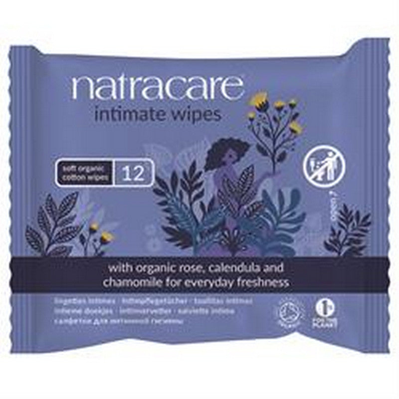 Natracare Organic Cotton Intimate Wipes  12 Wipes