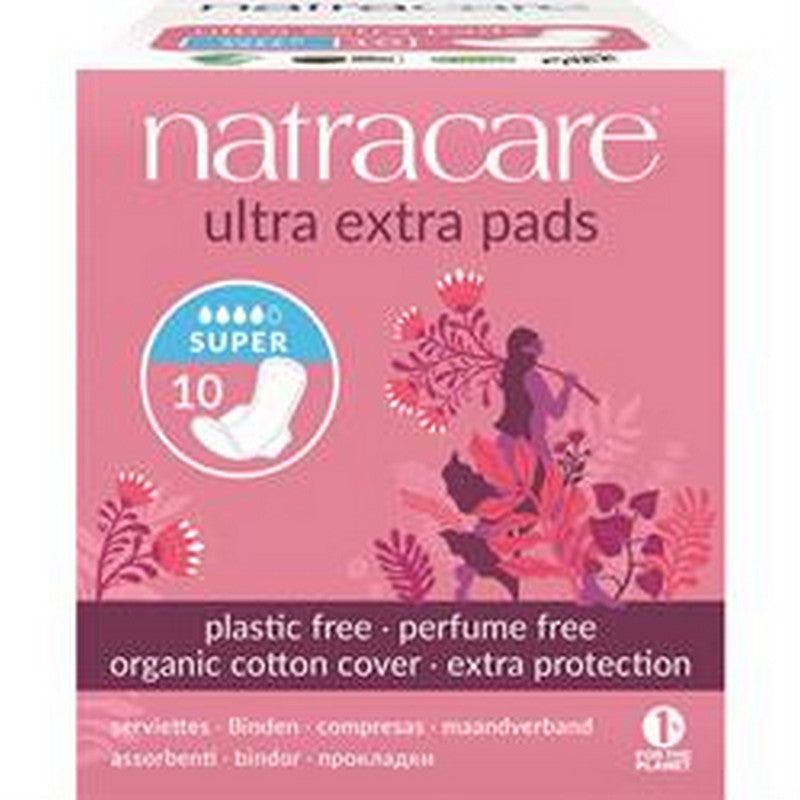 Natracare Ultra Extra Pads Super With Wings  10 Pads