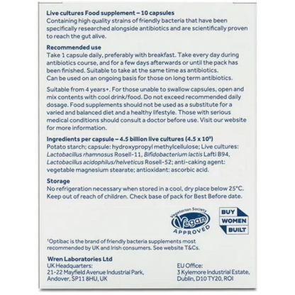 Optibac Probiotics For Those on Antibiotics 10 Capsules