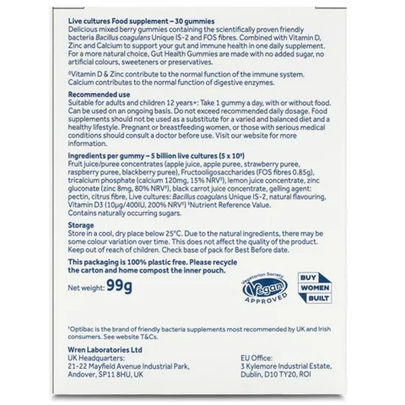 Optibac Probiotics Gut Health Gummies 30 Gummies