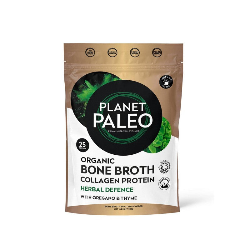 Planet Paleo Organic Bone Broth Collagen Protein Herbal Defence 225g