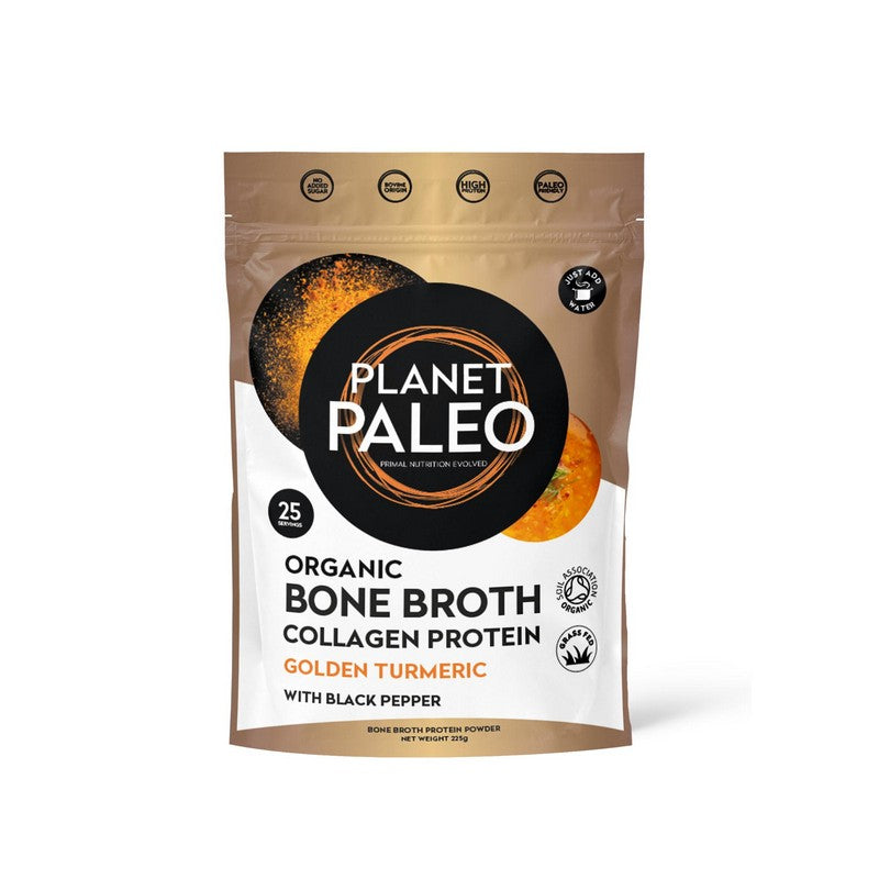 Planet Paleo Organic Bone Broth Collagen Protein Golden Turmeric 225g