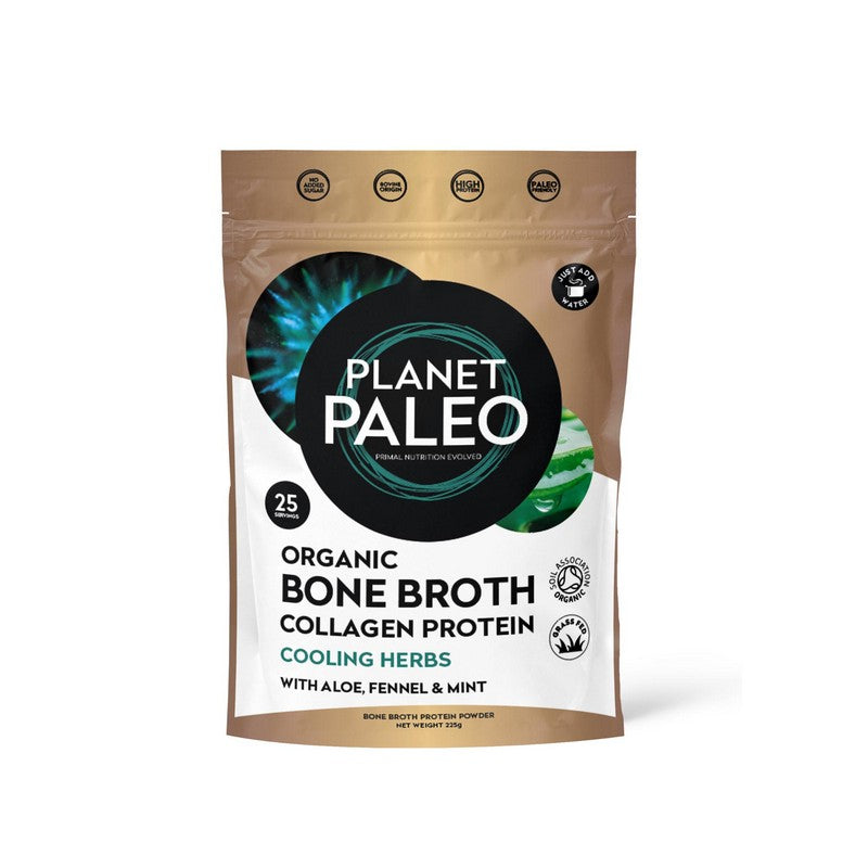 Planet Paleo Organic Bone Broth Collagen Protein Cooling Herbs 225g