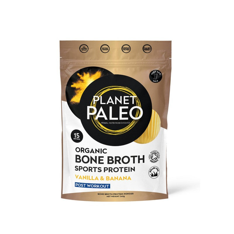 Planet Paleo Organic Bone Broth Sport Protein Vanilla & Banana 240g