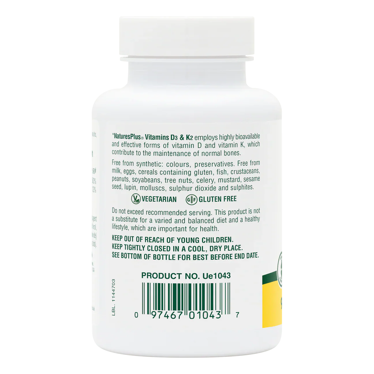 Natures Plus Vitamin D3 1,000iu K2 100 mcg 90 Capsules