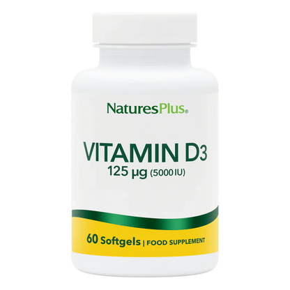 Natures Plus Vitamin D3 125mcg/5000iu 60 Softgels