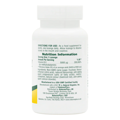 Natures Plus Shot-O-B12 5000 mcg 30 Lozenges