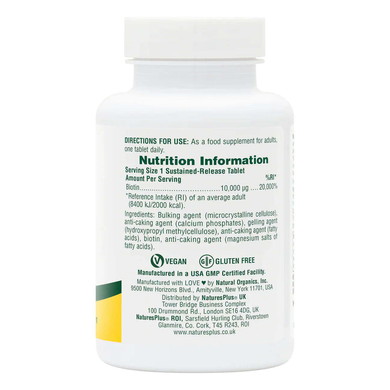 Natures Plus Biotin 10mg Sustained Release 90 Tablets