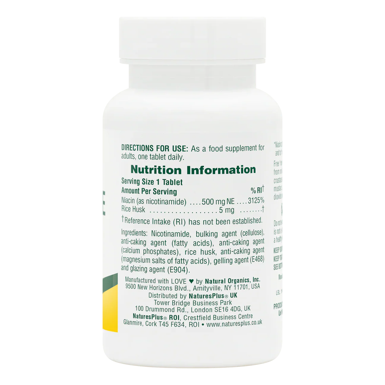 Natures Plus Nicotinamide 500mg 90 Tablets