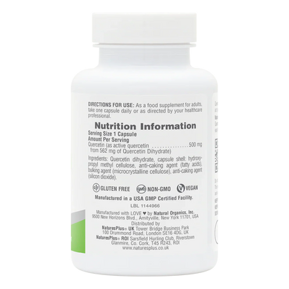 Natures Plus Quercetin 500mg 60 Capsules