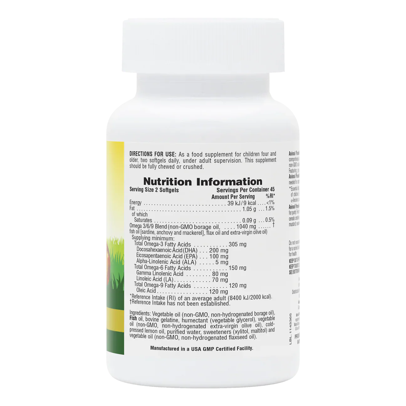 Natures Plus Animal Parade Omega 3/6/9 Junior 90 Softgels