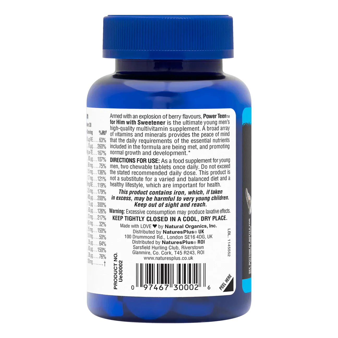 Natures Plus Power Teen (His) 60 Chewables