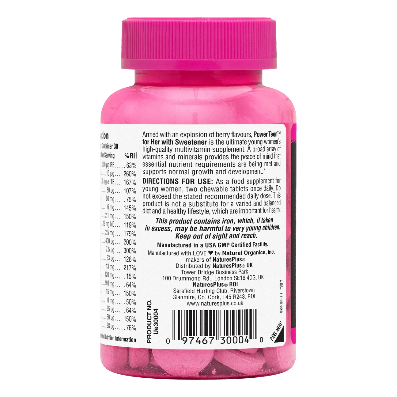 Natures Plus Power Teen (Hers) 60 Chewables