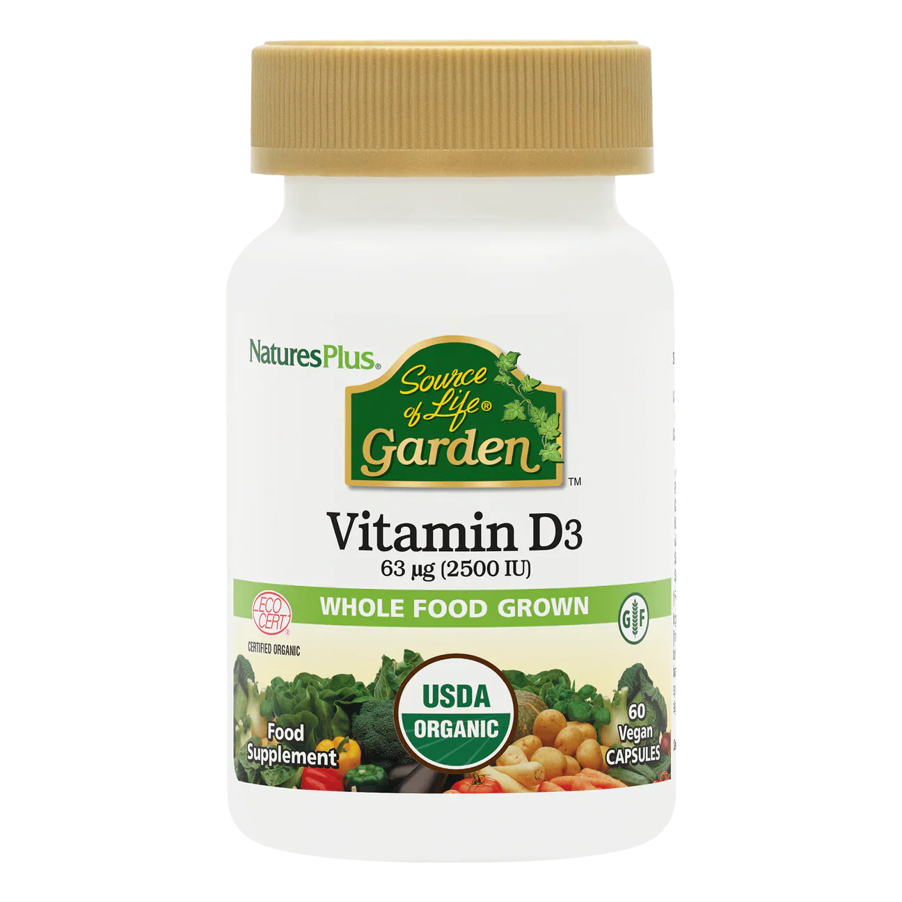 Natures Plus Source Of Life Garden Organic Vitamin D3 2500Iu 60 Capsules