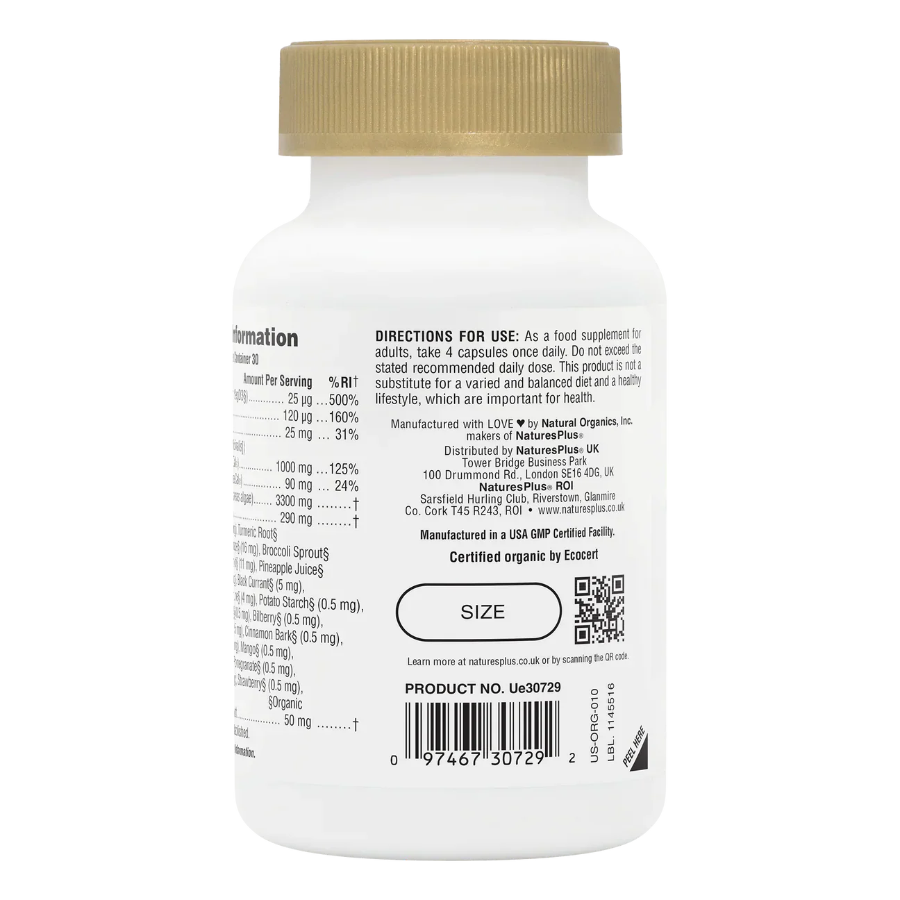 Natures Plus Source Of Life Garden Organic Bone Support 120 Capsules