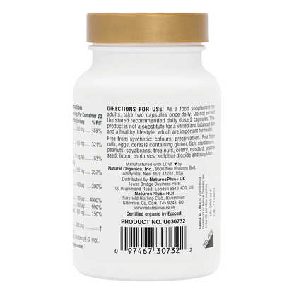 Natures Plus Source Of Life Garden Organic B Complex 60 Capsules