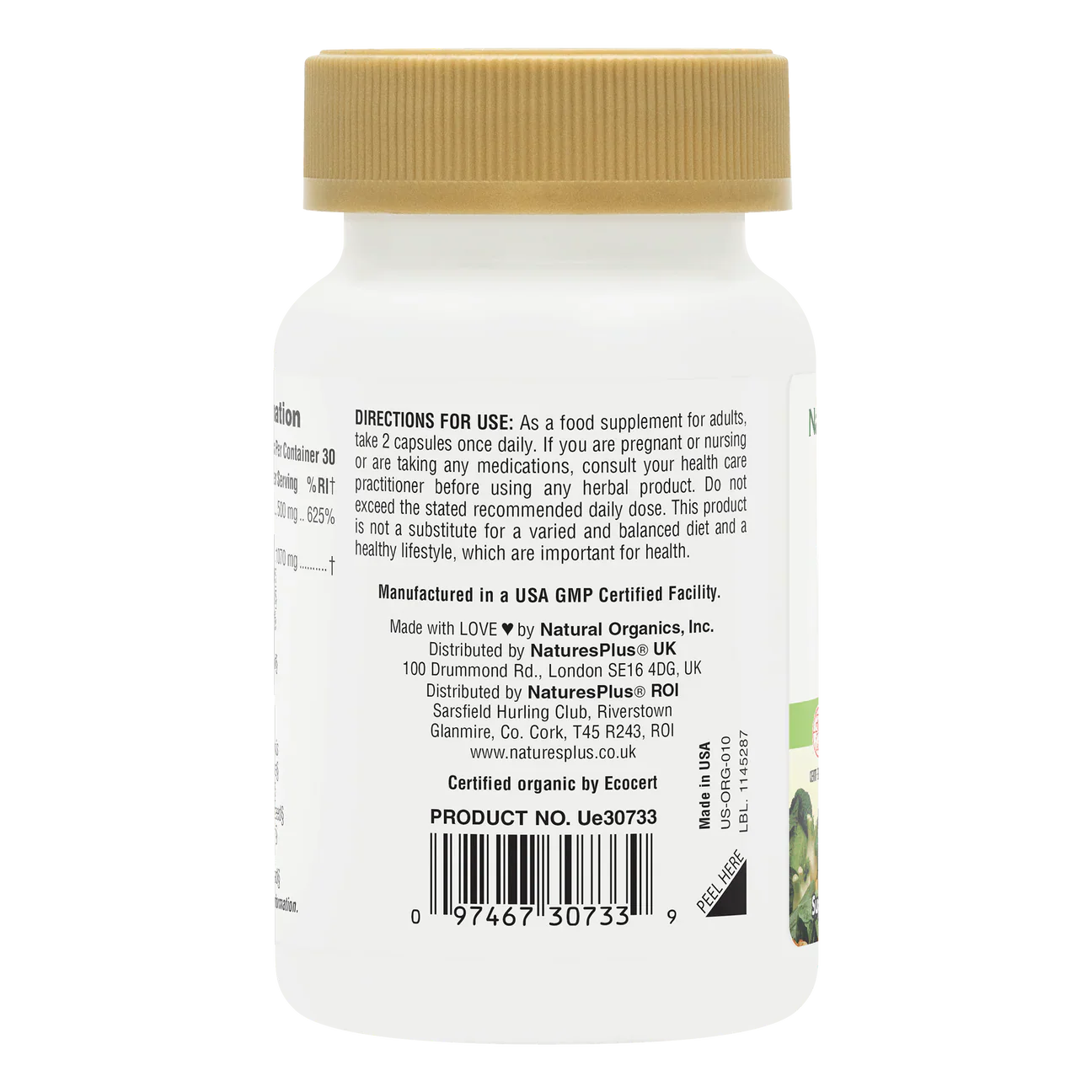 Natures Plus Source Of Life Garden Organic Vitamin C 500mg 60 Capsules