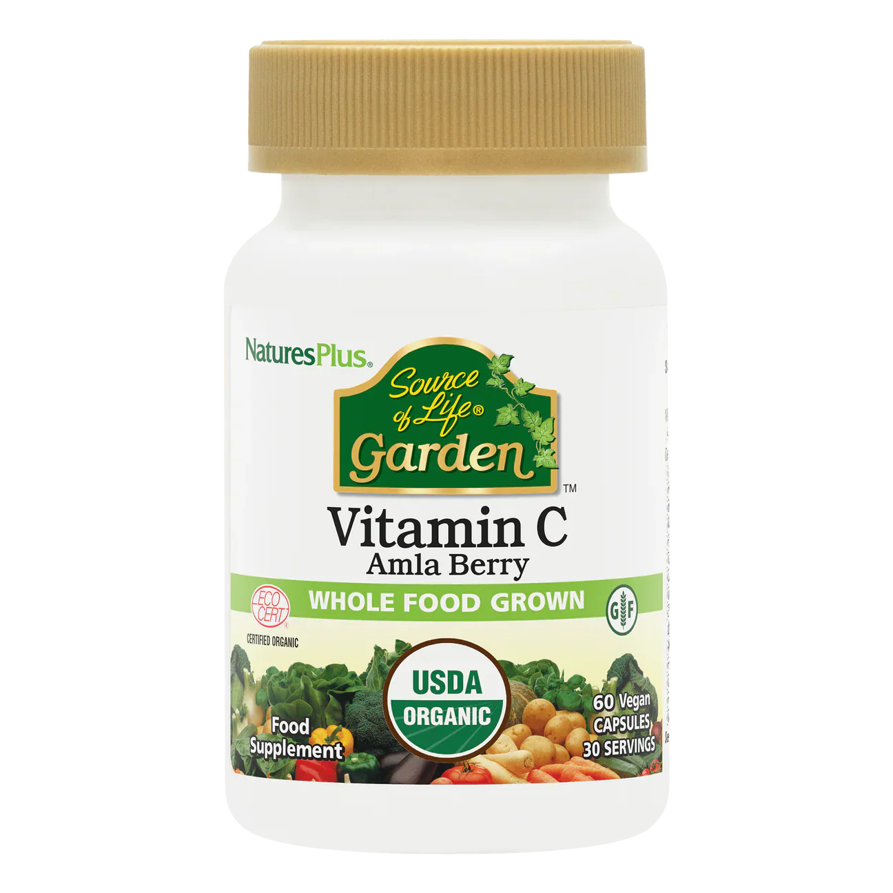 Natures Plus Source Of Life Garden Organic Vitamin C 500mg 60 Capsules