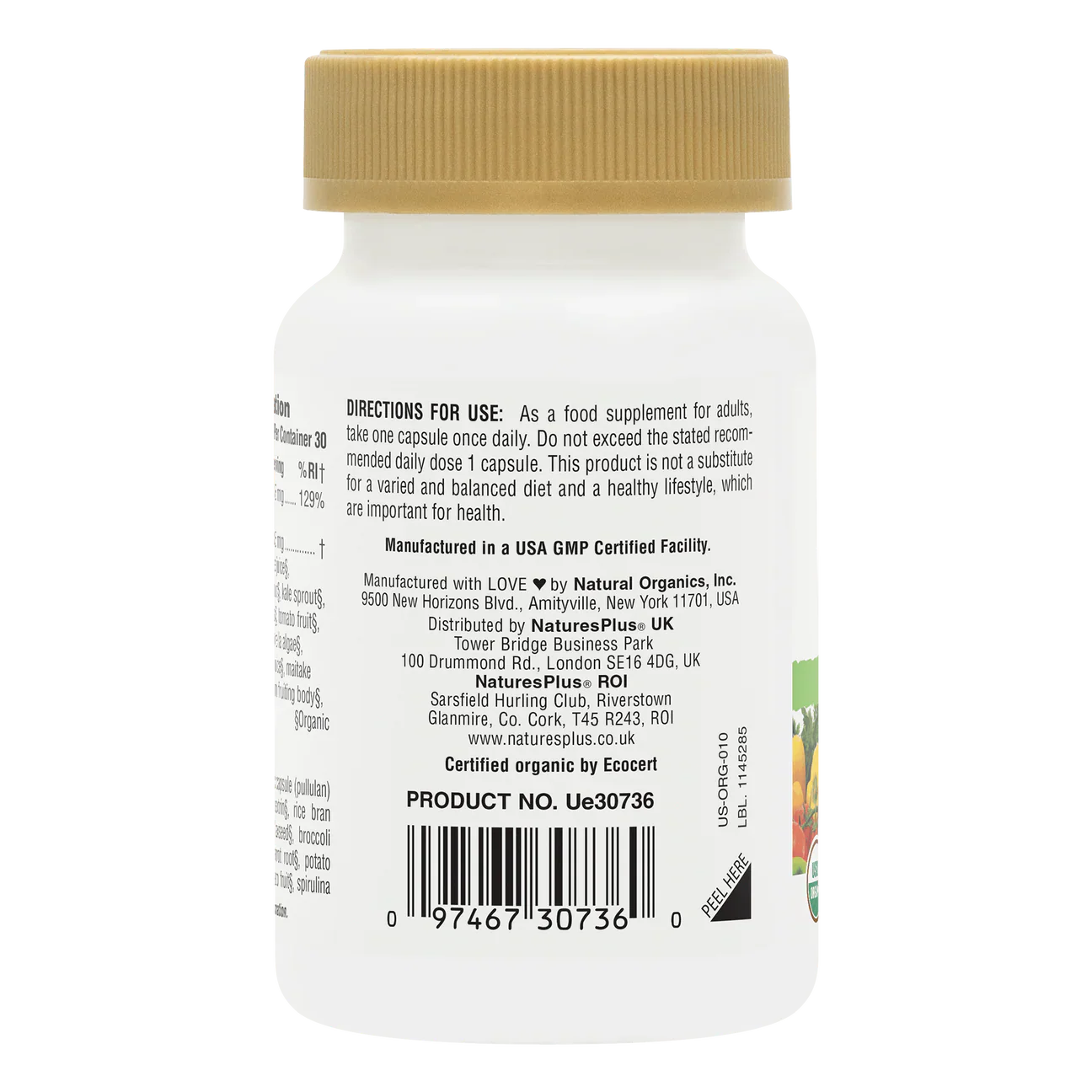 Natures Plus Source Of Life Garden Organic Iron 18mg 30 Capsules