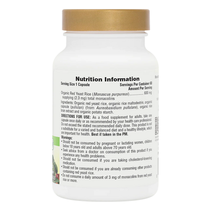Natures Plus Source Of Life Garden Organic Red Yeast Rice 600mg 60 Capsules
