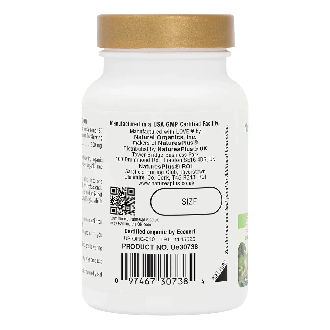 Natures Plus Source Of Life Garden Organic Red Yeast Rice 600mg 60 Capsules