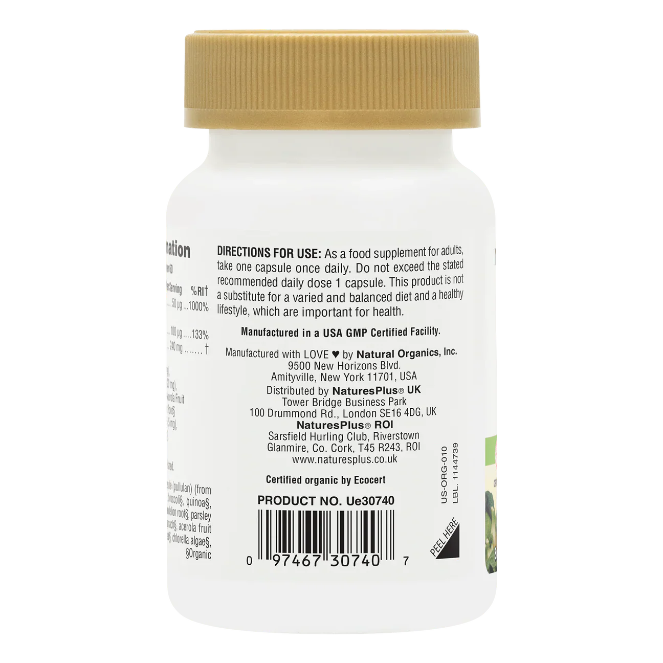 Natures Plus Source Of Life Organic Garden VitaminD3 2000iu/K2 100mcg 60 Capsules